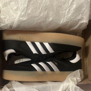 Adidas Sambae W Black and Silver Sneakers size 7 1/2.